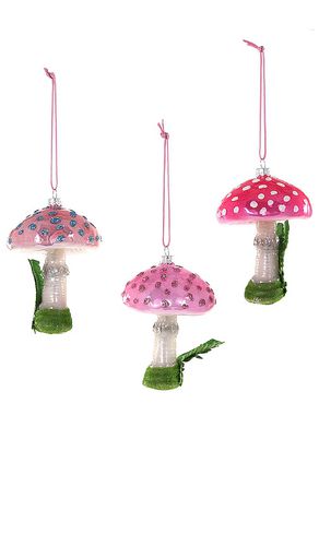 Magical Mushroom Ornaments Set Of 3 in Fuchsia - Cody Foster & Co - Modalova