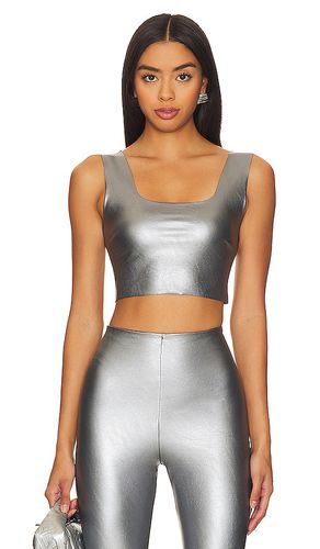 Faux Leather Square Neck Crop Top in Metallic Silver. - size S (also in XS) - Commando - Modalova