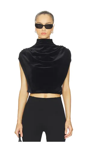 Velvet Draped Mockneck Crop Top in . - size L (also in M, XS) - Commando - Modalova