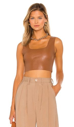 Faux Leather Crop Top in Brown. - size L (also in S, XL, XS) - Commando - Modalova