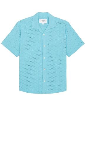 Floral Eyelet Short Sleeve Camp Shirt in Blue. - size L (also in M, S, XL/1X) - Corridor - Modalova