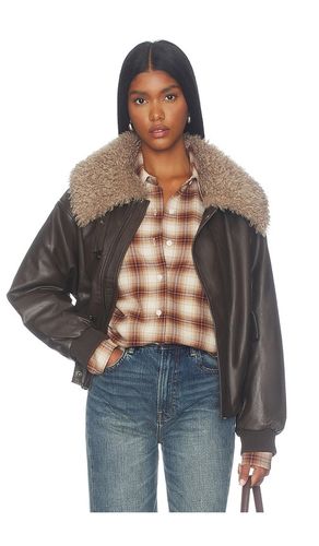 Faux Shearling Collar Leather Jacket in . - size S (also in M, L) - Cubic London - Modalova