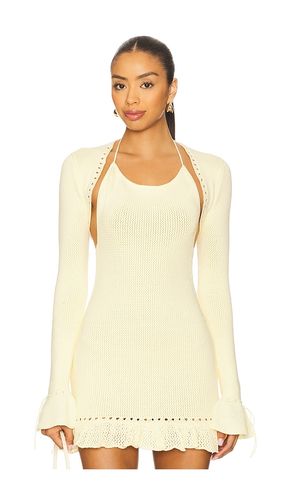Crochet Ruffle Sleeve Bolero in Lemon. - size L (also in M, S) - GUIZIO - Modalova