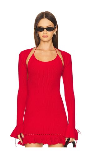 Crochet Ruffle Sleeve Bolero in Red. - size M (also in S, XL, XS, XXS) - GUIZIO - Modalova