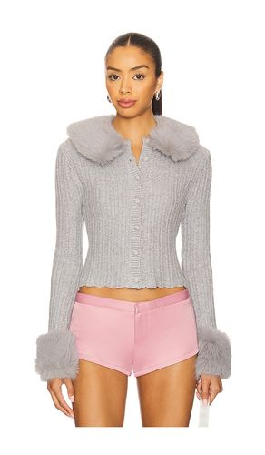X REVOLVE Heart Faux Fur Knit Cardigan in Grey. - size L (also in M, S, XL, XS, XXS) - GUIZIO - Modalova