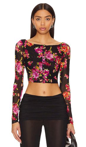 Sofia Printed Mesh Top in Black. - size M (also in XS) - GUIZIO - Modalova