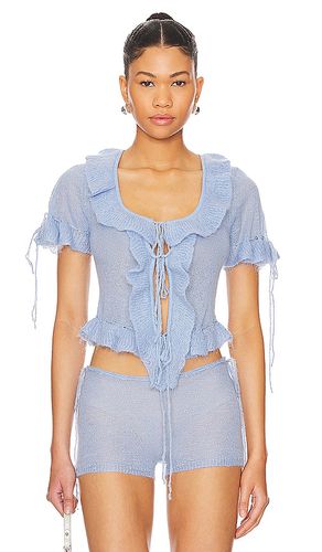 Ruffle knit tie top en color talla L en - Baby Blue. Talla L (también en M, S, XL, XS) - GUIZIO - Modalova