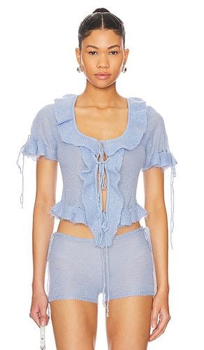 Ruffle knit tie top en color talla M en - Baby Blue. Talla M (también en S, XL, XS, XXS) - GUIZIO - Modalova