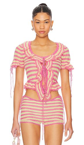 Ruffle Knit Tie Top in Pink. - size L (also in M, S, XS, XXS) - GUIZIO - Modalova