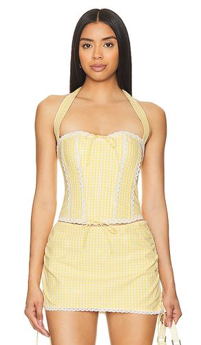 Gingham Lace Corset in Yellow. - size L (also in M, S, XL, XS, XXS) - GUIZIO - Modalova