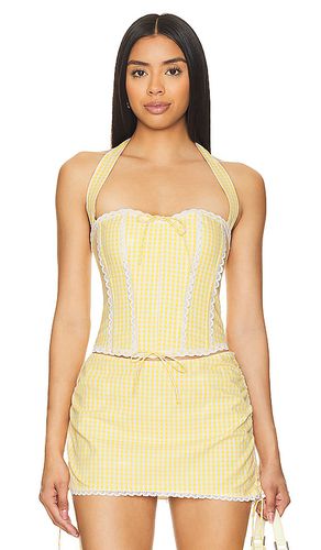 Gingham Lace Corset in Yellow. - size M (also in S) - GUIZIO - Modalova