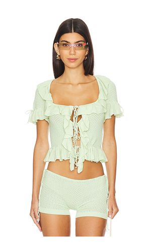 Crochet Ruffle Knit Tie Top in Mint. - size M (also in L, S, XL, XXS) - GUIZIO - Modalova