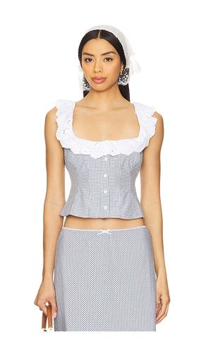 Gingham Paloma Lace Top in Baby Blue. - size M (also in S) - GUIZIO - Modalova
