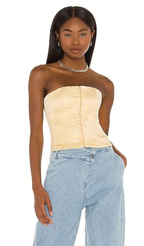 Satin Lace Up Corset in Cream in Yellow. - size L (also in XL, XS) - GUIZIO - Modalova