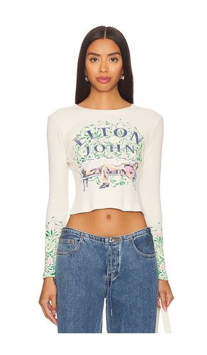 Elton John Floral Pointelle Long Sleeve Tee Shirt in White. - size L (also in M, S, XL) - DAYDREAMER - Modalova