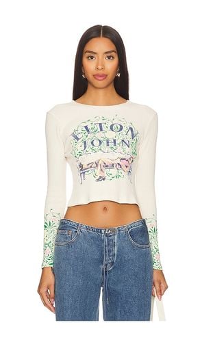 Elton John Floral Pointelle Long Sleeve Tee Shirt in White. - size L (also in M, XL) - DAYDREAMER - Modalova