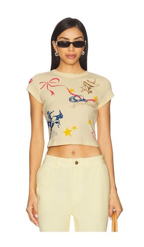Western Flash Pointelle Tee in Cream,Lemon. - size L (also in M, S, XL, XS) - DAYDREAMER - Modalova