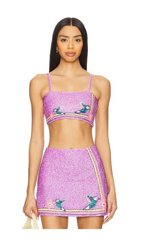 Della Beaded Powermesh Top in Purple. - size S (also in XS) - Oceanus - Modalova