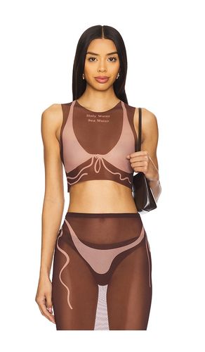 Tan Lines Mesh Crop Top in Brown. - size L (also in XS) - Di Petsa - Modalova