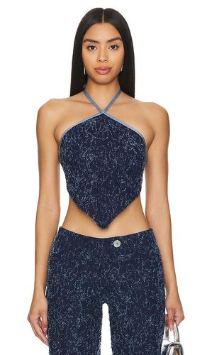 Frayed Denim Halter Top in Denim-Dark. - size S (also in XL) - Di Petsa - Modalova