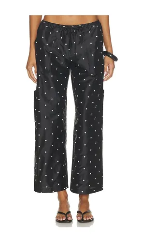 The Taffeta Drawstring Cargo Pant in Black & White. - size L (also in M, S, XL, XS, XXS) - DONNI. - Modalova