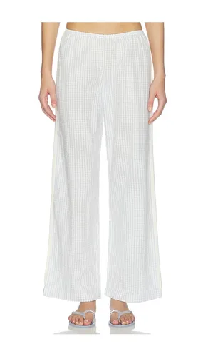 The Cotton Gingham Stripe Crop Pant in Blue. - size XS (also in S, M, L) - DONNI. - Modalova