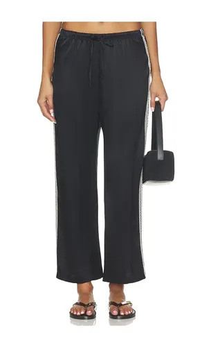 The Silk Lace Stripe Crop Pant in Black. - size XS (also in S, M, L) - DONNI. - Modalova