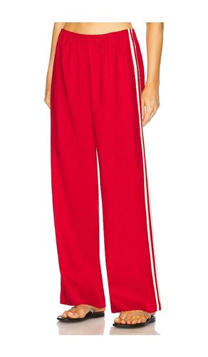 X REVOLVE The Linen Stripe Crop Racer Pant in Red. - size S (also in XS) - DONNI. - Modalova
