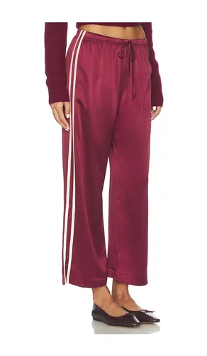 The Silk Stripe Crop Pant in Burgundy. - size L (also in M, S) - DONNI. - Modalova