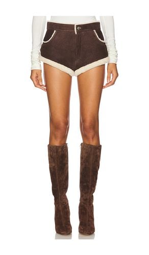 Lottie Fur Trim Shorts in Brown. - size L (also in M, S, XS) - Ducie - Modalova