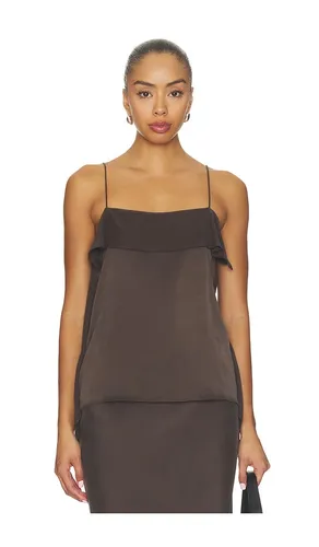 Emilia Washed Silk Top in Chocolate. - size L (also in M, S, XL, XS) - EAVES - Modalova