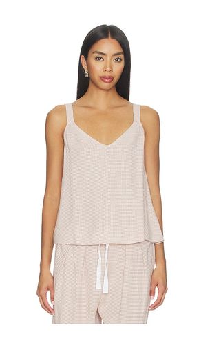 Linen Blend V Neck Cami Top in Taupe. - size L (also in M, S, XL, XS) - eberjey - Modalova