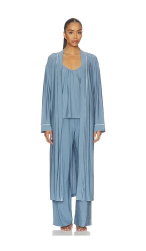 Gisele Printed Long Robe in Blue. - size L (also in S, XL) - eberjey - Modalova