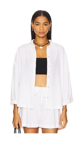 Linen Blend Relaxed Sleeve Top in White. - size L (also in M, S, XS) - eberjey - Modalova