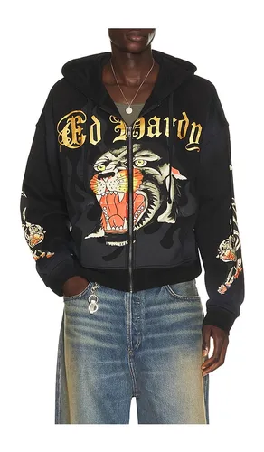 Panther Sunfade Boxy Zip Hoodie in Black. - size L (also in M, S, XL/1X) - Ed Hardy - Modalova