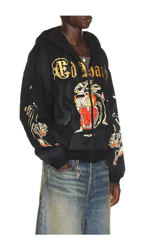 Panther Sunfade Boxy Zip Hoodie in Black. - size L (also in M, S, XL/1X) - Ed Hardy - Modalova