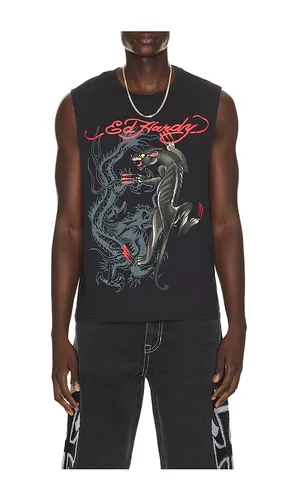 Panther Rose Cut Off Tee in Black. - size M (also in XL/1X) - Ed Hardy - Modalova