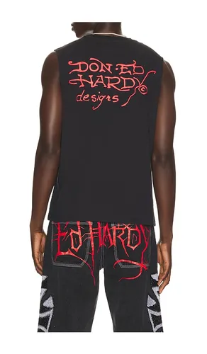 Panther Rose Cut Off Tee in Black. - size M (also in XL/1X) - Ed Hardy - Modalova