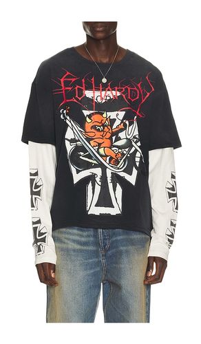 Devil Bike Boxy Hangdown Tee in Black & White. - size L (also in M, S, XL/1X) - Ed Hardy - Modalova