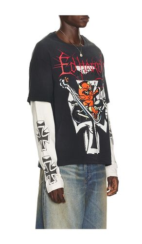 Devil Bike Boxy Hangdown Tee in Black & White. - size L (also in M, S, XL/1X) - Ed Hardy - Modalova