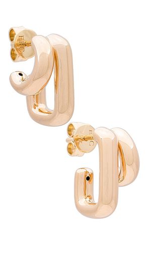 Double gold jumbo huggie earrings in color metallic gold size all in - Metallic Gold. Size all - EF COLLECTION - Modalova