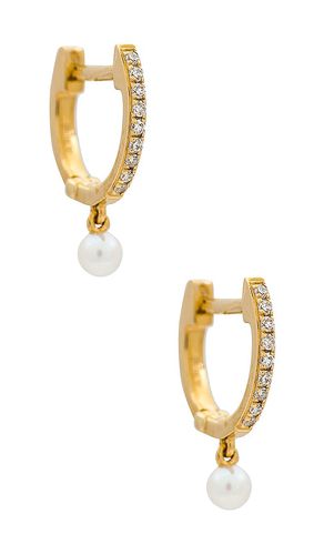 Diamond With Pearl Huggie Earrings in - EF COLLECTION - Modalova