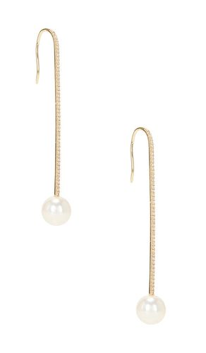 Diamond Ball Pearl Drop Earring in - EF COLLECTION - Modalova