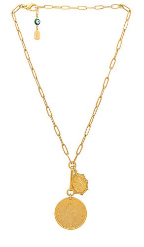 St. christopher necklace in color metallic gold size all in - Metallic Gold. Size all - Elizabeth Cole - Modalova
