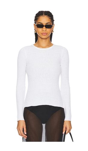 Rib long sleeve sweater tee en color talla L en - White. Talla L (también en M, S, XS) - Enza Costa - Modalova