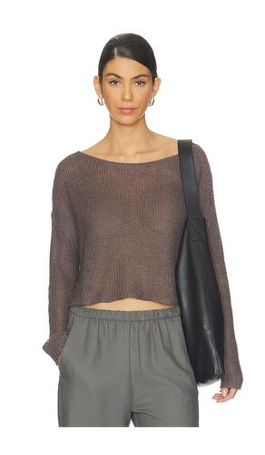 Linen Open Knit Bateau Sweater in Chocolate. - size M (also in S) - Enza Costa - Modalova