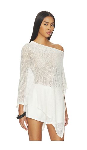 Linen Open Knit Poncho in - Enza Costa - Modalova