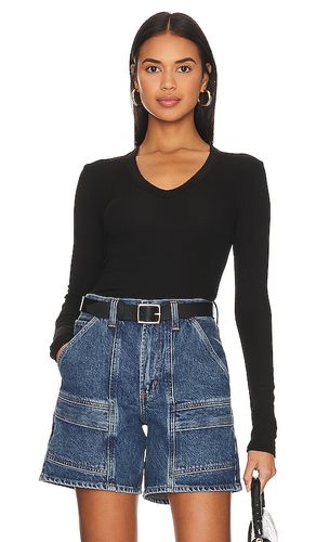 Rib Bold Long Sleeve U Top in . - size M (also in L, S, XS) - Enza Costa - Modalova