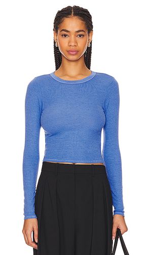 Silk Rib Cropped Long Sleeve Crew in Blue. - size XL (also in XS) - Enza Costa - Modalova