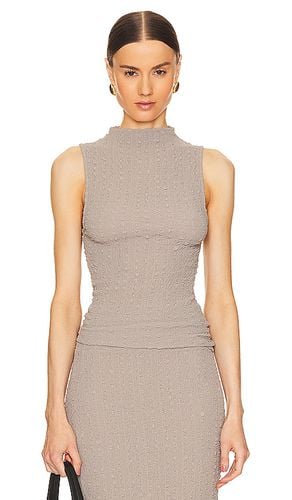 Puckered Sleeveless High Neck in Taupe. - size S (also in L) - Enza Costa - Modalova